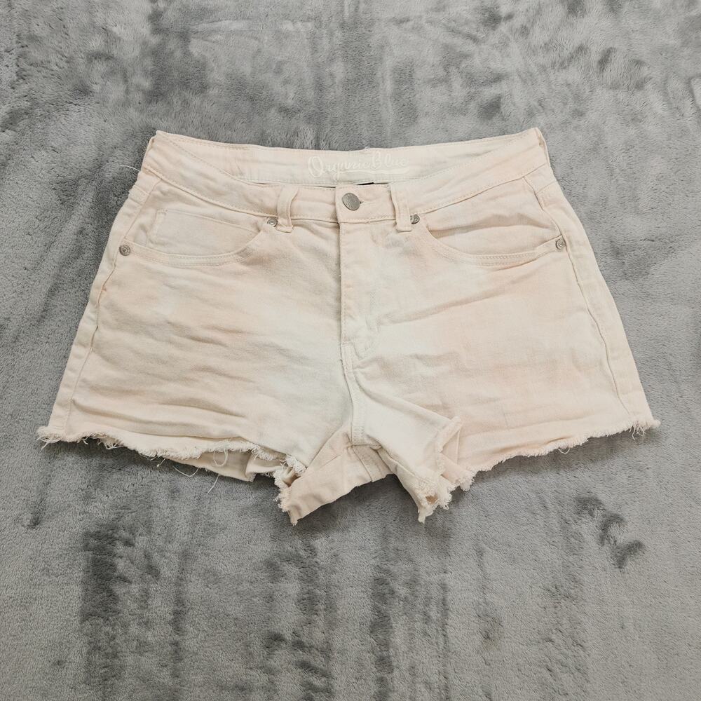 Organic Blue Shorts‎ Womens 9/29 Pink Tie Dye Cutoff Mid Rise Stretch Denim